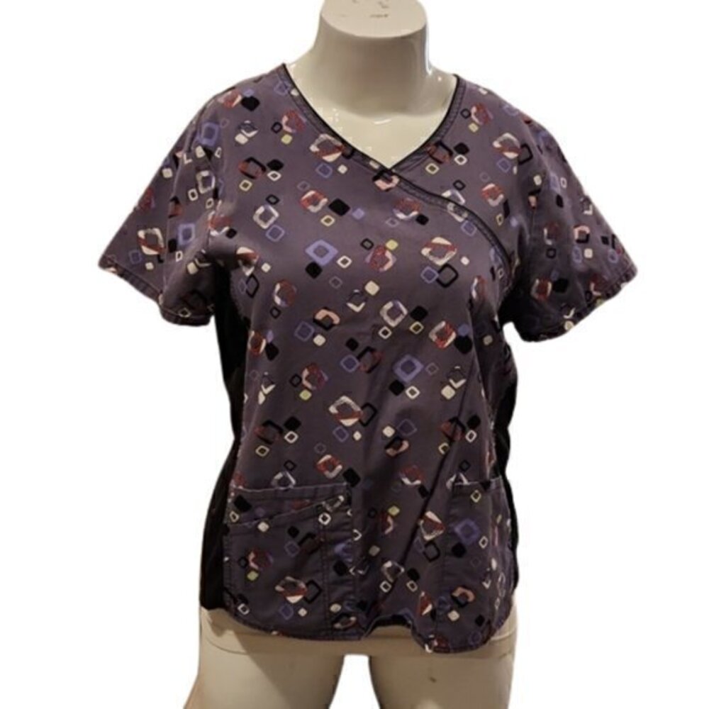 [ScrubStar] Purple Square Scrub Top - Size XL
